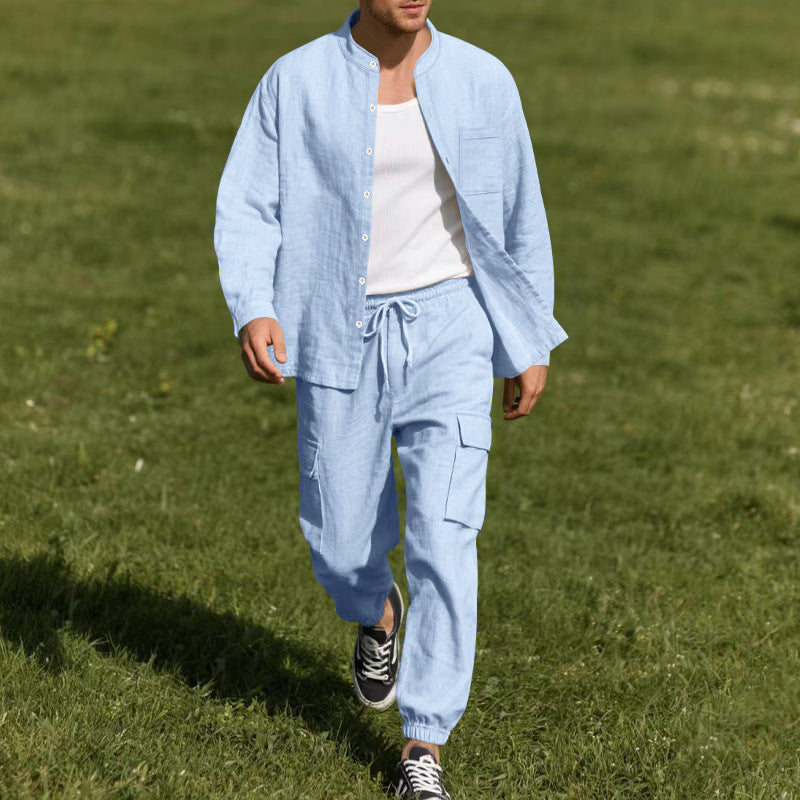 Herren lässiges Leinen-Set mit praktischen Taschen und atmungsaktiver Stoffqualität Stilzeits
