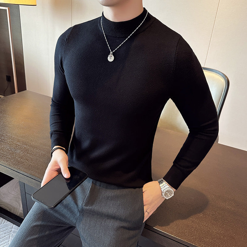 Herren modischer Pullover mit hohem Kragen und eleganter Passform Stilzeits