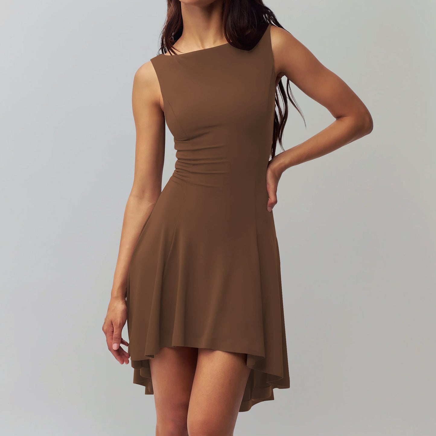 Damen ärmelloses asymmetrisches Kleid Stilzeits