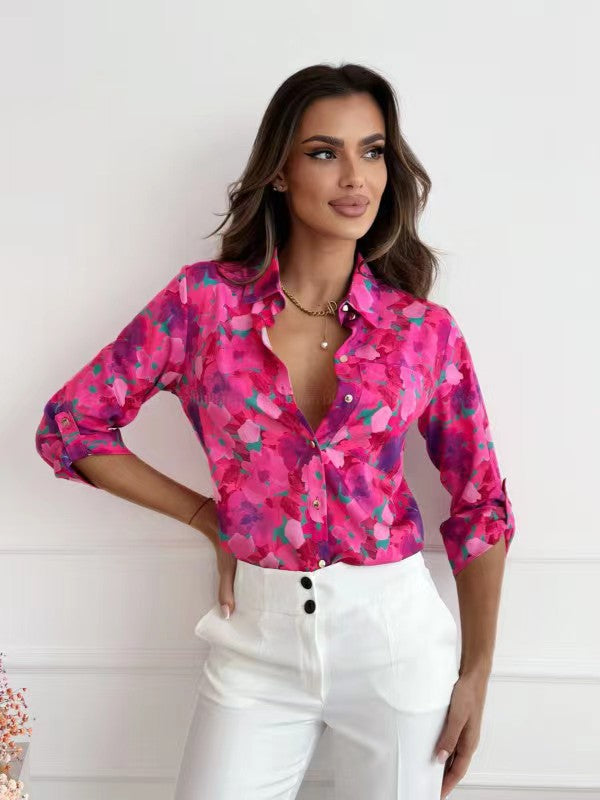 Damen Bluse mit floralen Akzenten und lässigem Schnitt Stilzeits
