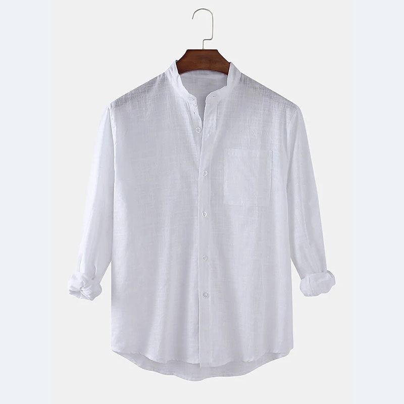 Herren Lässiges Langarmhemd aus leichtem Leinen Stilzeits