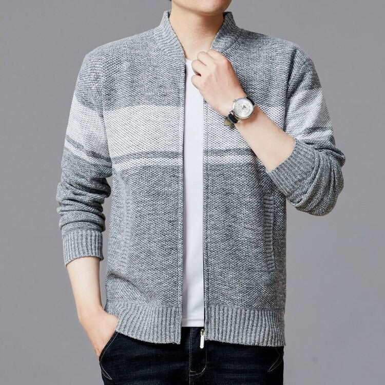 Herren Strickjacke mit modernem Zipper und strukturiertem Design Stilzeits