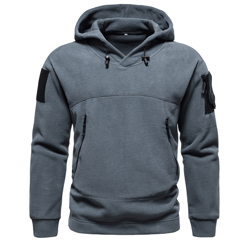 Herren moderne Fleece-Hoodie mit strategischen Reißverschlusstaschen Stilzeits
