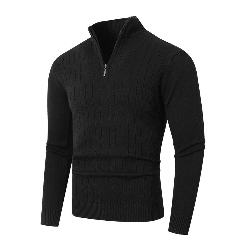 Herren Strickpullover mit halbem Reißverschluss und strukturiertem Design Stilzeits