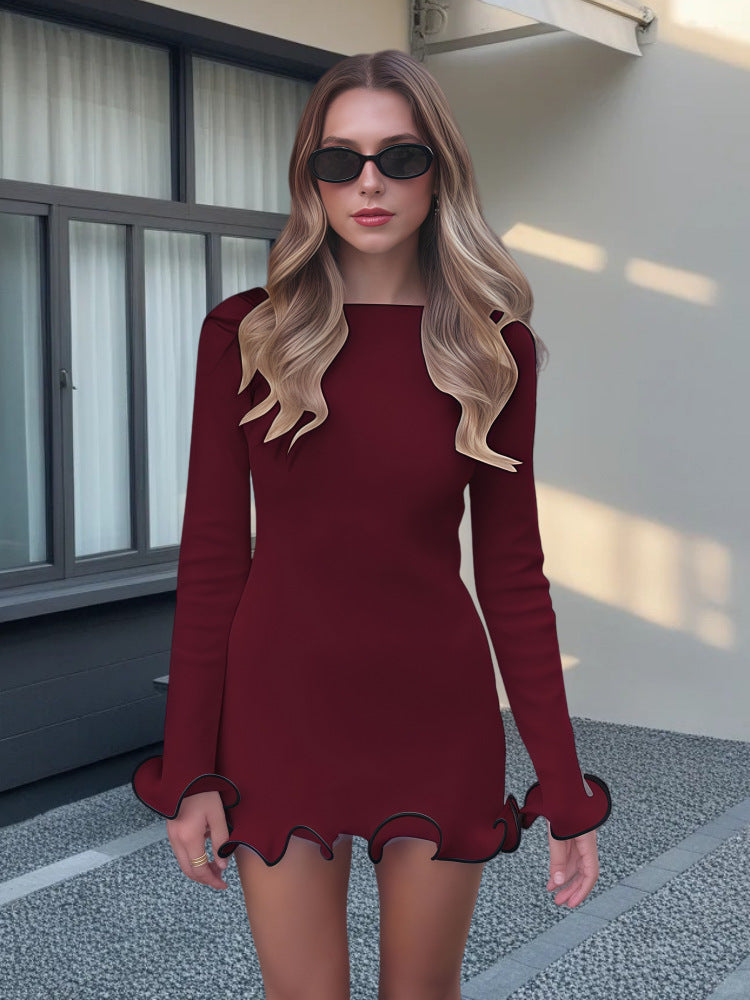 Damen Elegantes Minikleid mit skulpturalen Volantärmeln und figurbetontem Schnitt Stilzeits