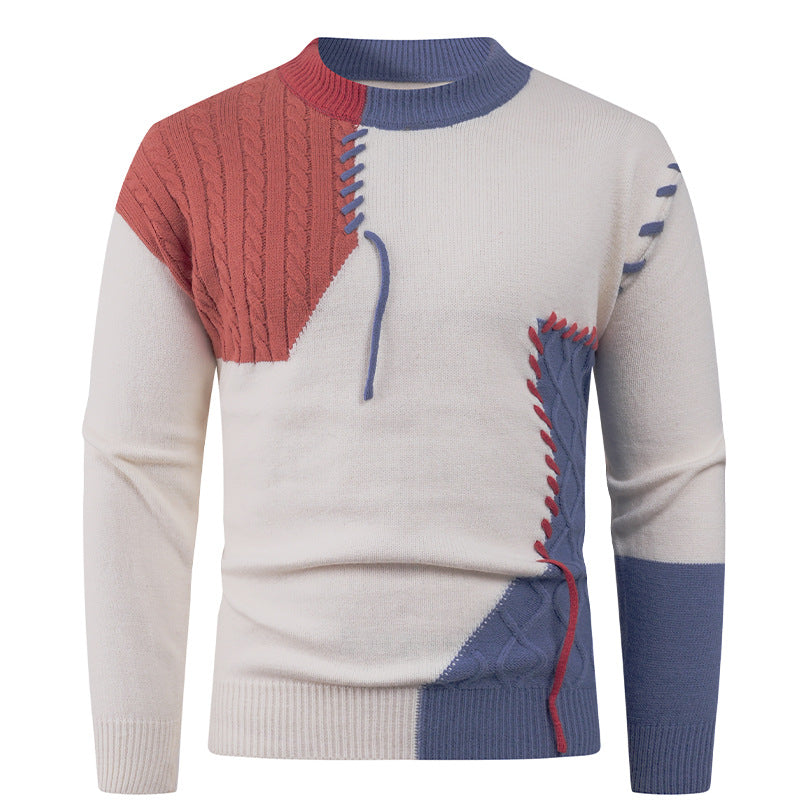 Herren modischer Strickpullover mit asymmetrischem Zopfmuster Stilzeits