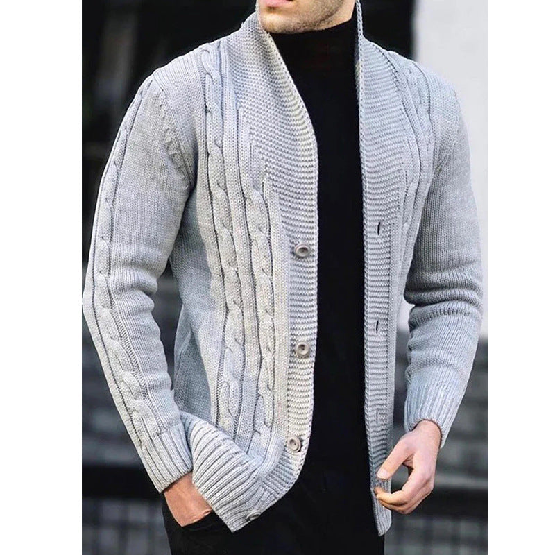 Herren Strickjacke mit robustem Zopfmuster und langlebigem Knopfverschluss Stilzeits
