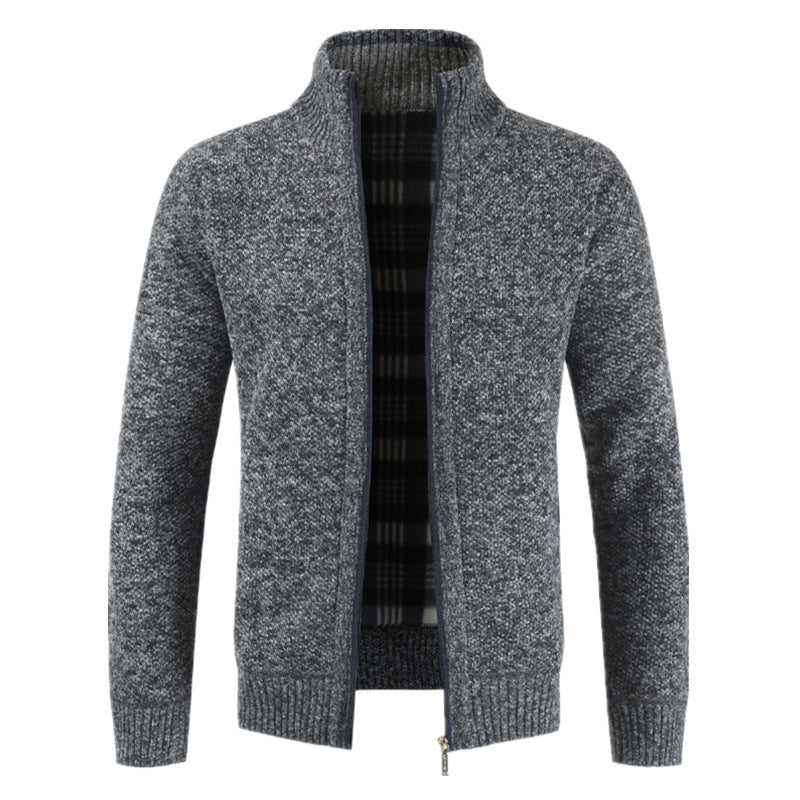 Herren Strickjacke mit hohem Kragen und plüschigen Innenfutter Stilzeits