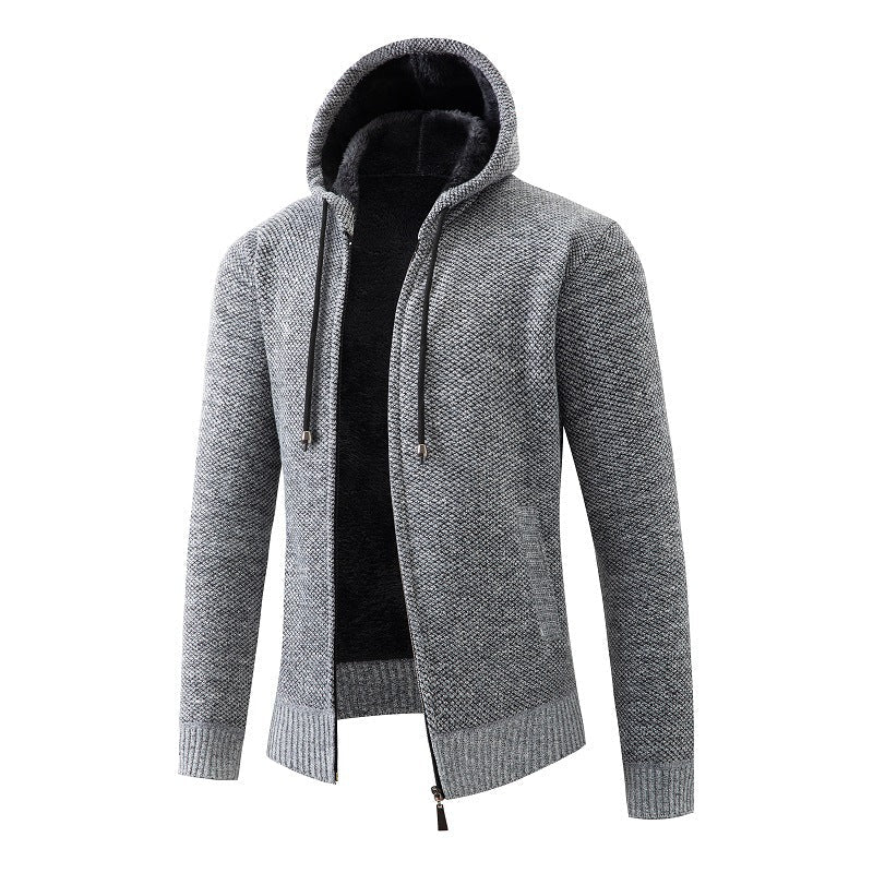 Herren bequeme Strickjacke mit Kapuze Stilzeits