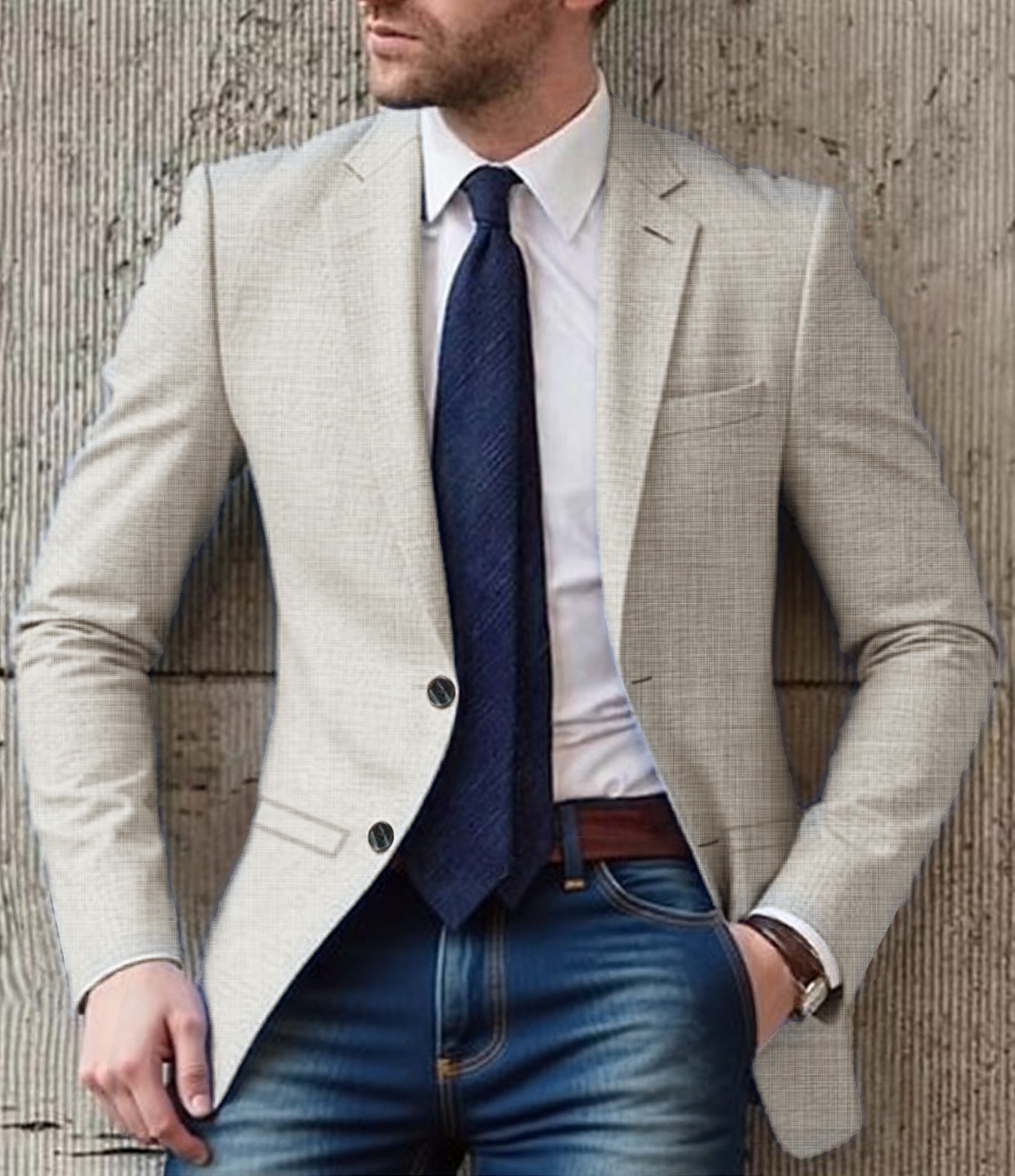 Herren eleganter und strukturierter Blazer mit modischen Details Stilzeits
