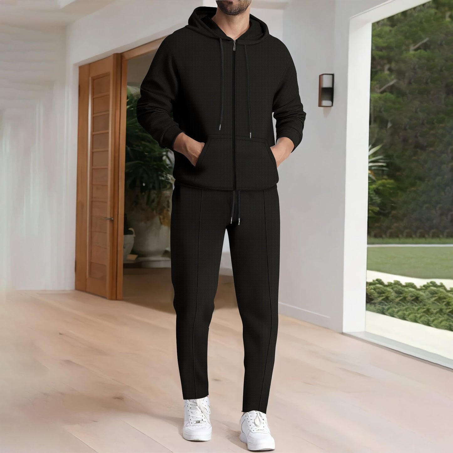 Herren Freizeit-Hoodie und Jogginghose Set mit modernem Design Stilzeits