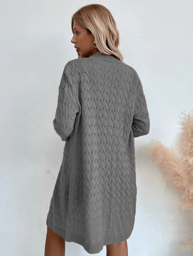 Damen Großer Strickmantel mit strukturiertem Muster und lässigem Schnitt Stilzeits