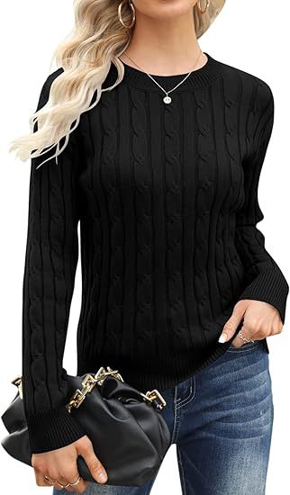 Damen klassischer Strickpullover mit Zopfdesign Stilzeits