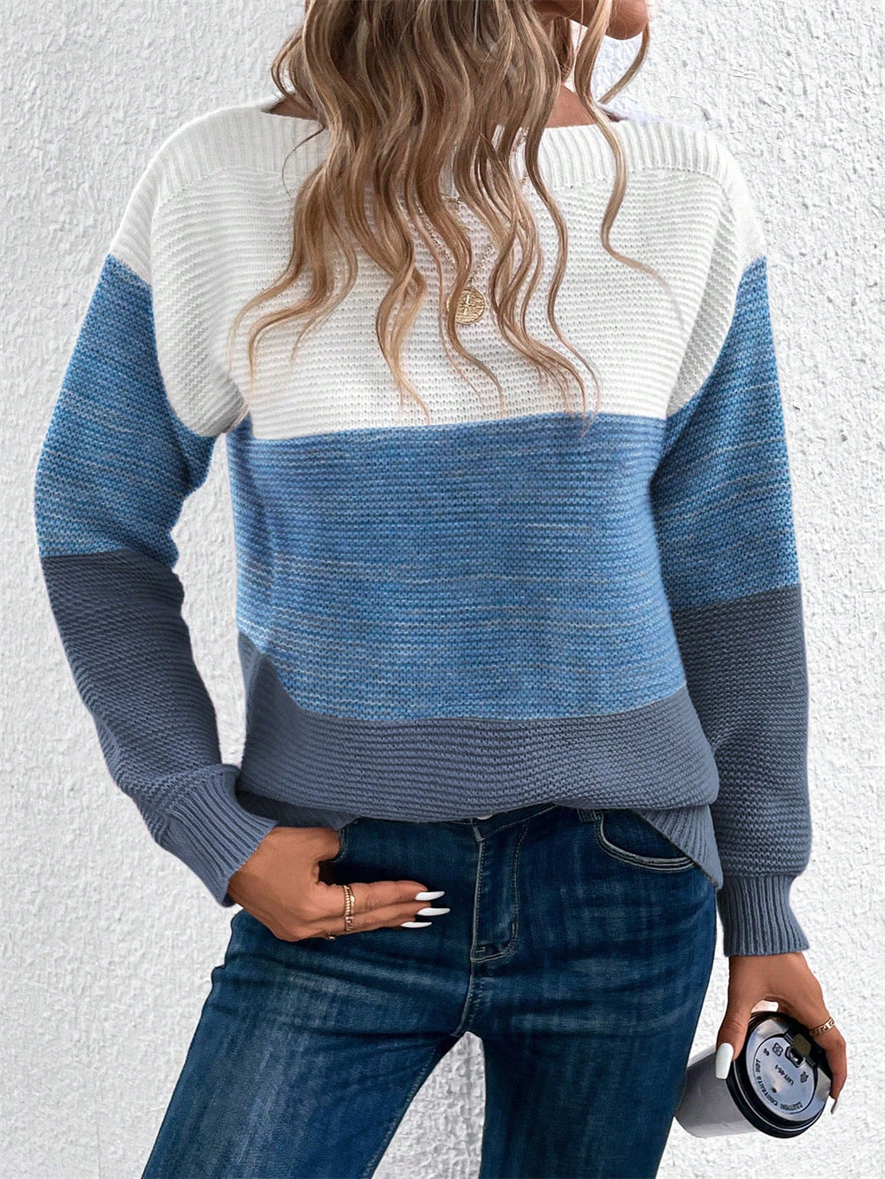 Damen Klassischer Pullover mit Streifenmuster Stilzeits