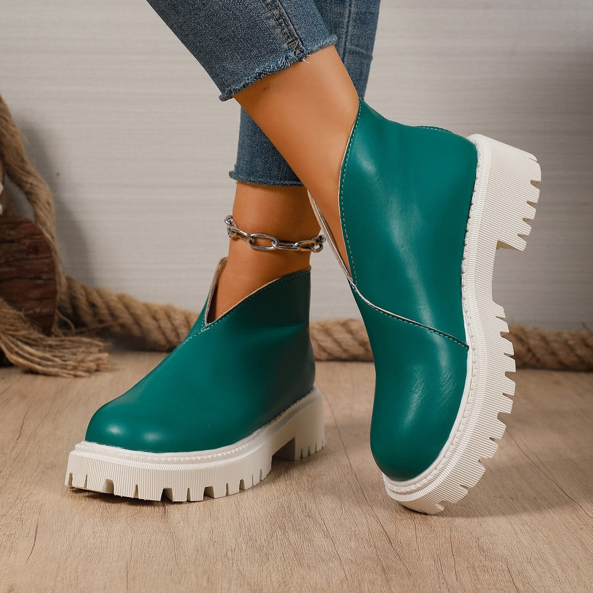 Damen Modische Chelsea-Boots mit trendigem Plateau und rutschfester Sohle Stilzeits