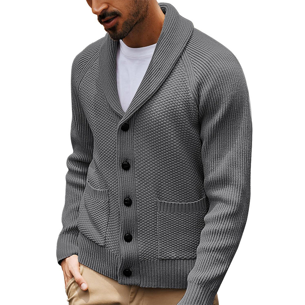 Herren Strickjacke mit strukturiertem Design und praktischem Schalkragen Stilzeits