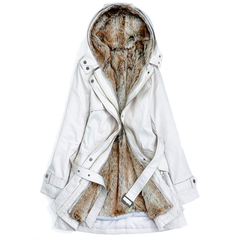 Damen Warm gefütterte Outdoor-Jacke mit Kapuze Stilzeits