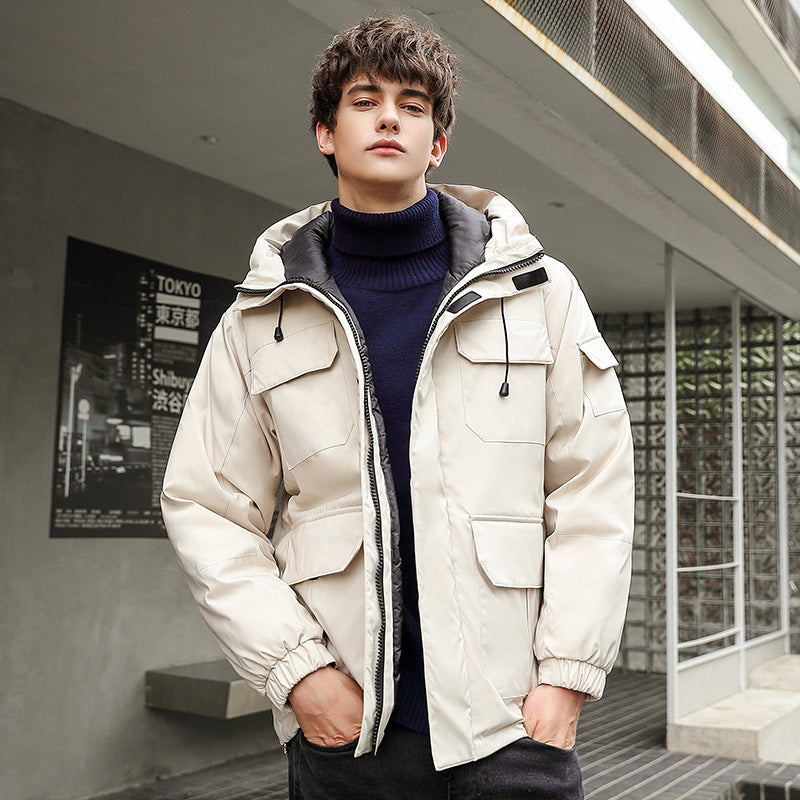 Herren wetterfeste Utility-Jacke mit Kapuze und Taschen Stilzeits