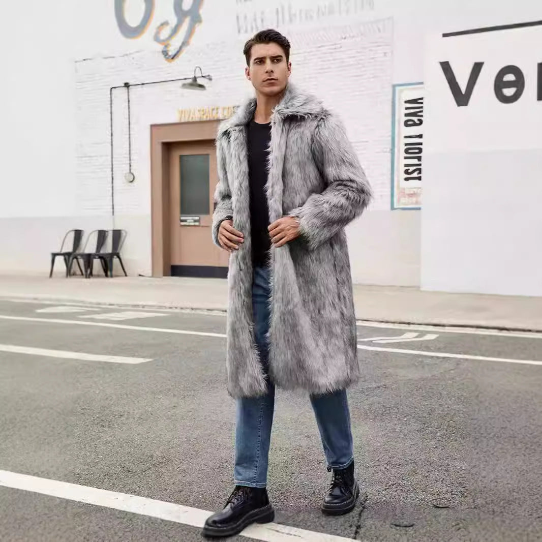 Herren Eleganter Kunstfell-Teddy-Mantel Stilzeits