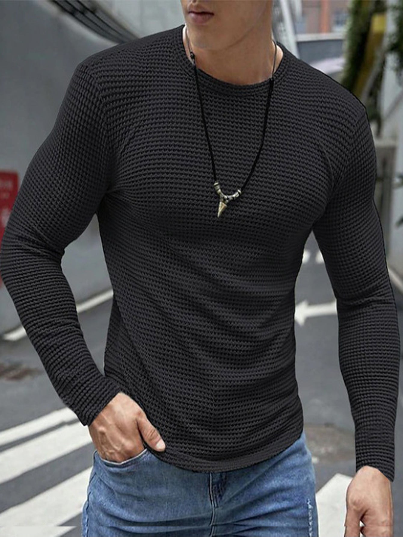Herren Langarmshirt aus strukturiertem Material Stilzeits