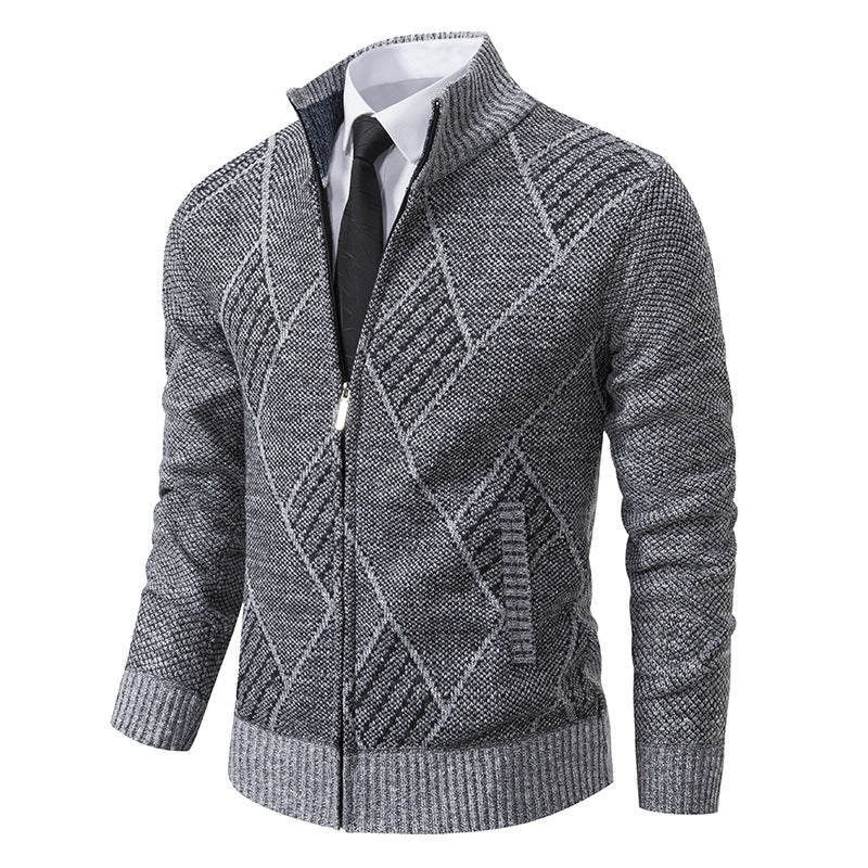 Herren Strickjacke mit modernem Muster und schmalem Schnitt Stilzeits