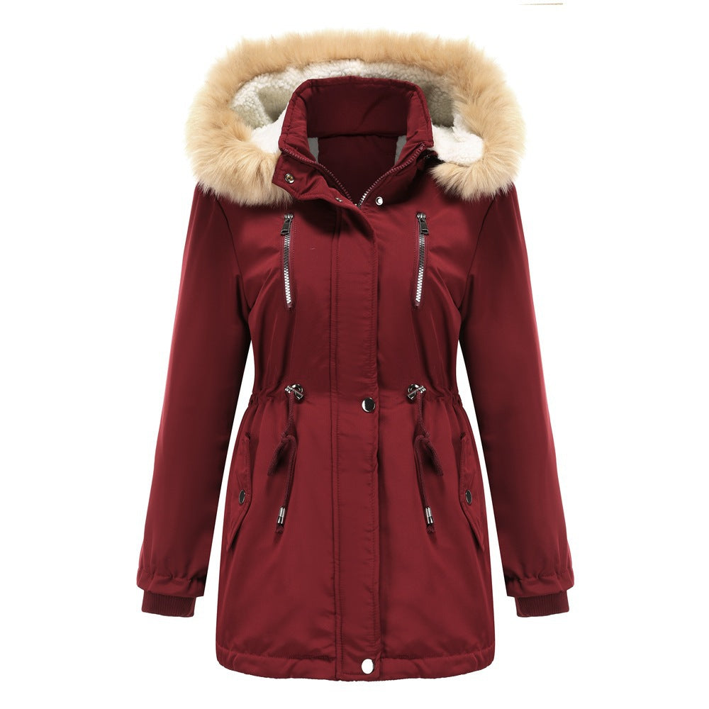 Damen isolierte Winterjacke mit abnehmbarem Kunstfellkragen Stilzeits