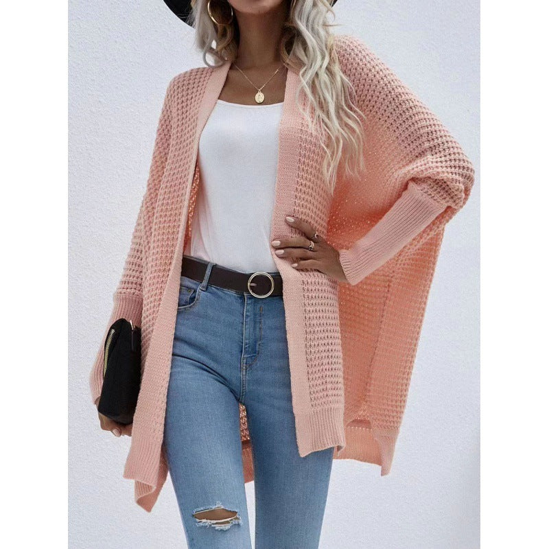 Damen luftige Strickjacke mit offenes Design und feiner Maschenstruktur Stilzeits