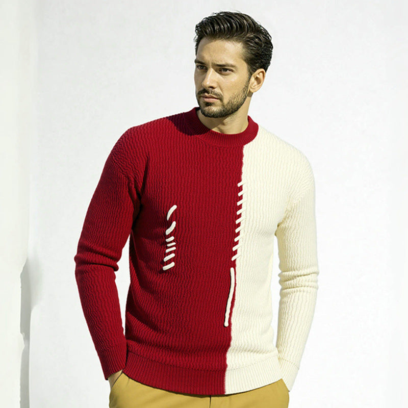 Herren Strickpullover mit modernem Struktur-Design und kontrastierenden Mustern Stilzeits
