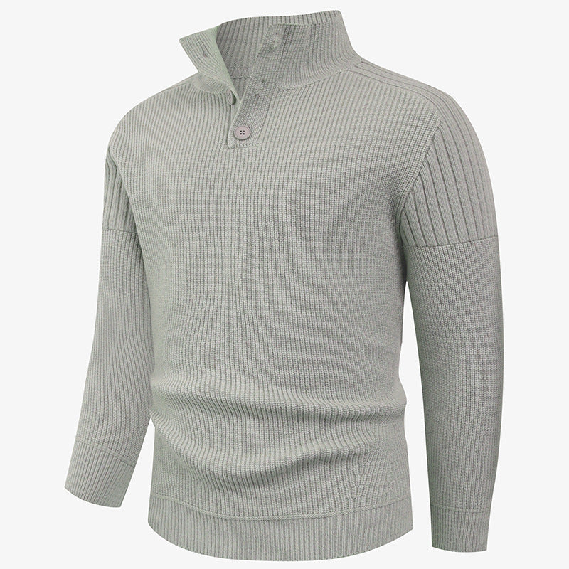 Herren Strickpullover mit hohem Kragen und Knopfdetails Stilzeits