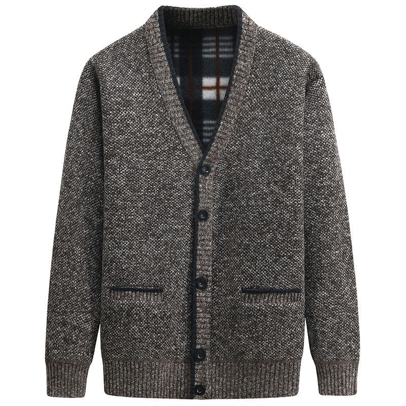 Herren stilvolle Strickjacke mit V-Ausschnitt und liebevollen Details Stilzeits