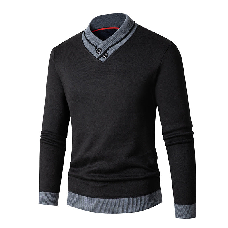 Herren Pullover mit modernem Schalkragen und Knopfdetails Stilzeits