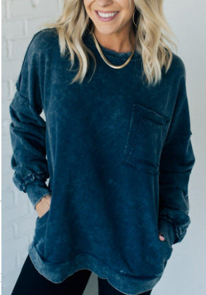 Damen Bequemer Oversized Sweatshirt mit Taschen Stilzeits