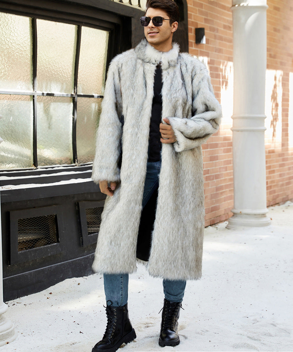 Herren Eleganter und kuscheliger Langmantel aus Kunstfell Stilzeits