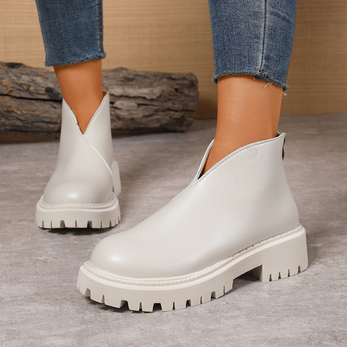 Damen Modische Chelsea-Boots mit trendigem Plateau und rutschfester Sohle Stilzeits