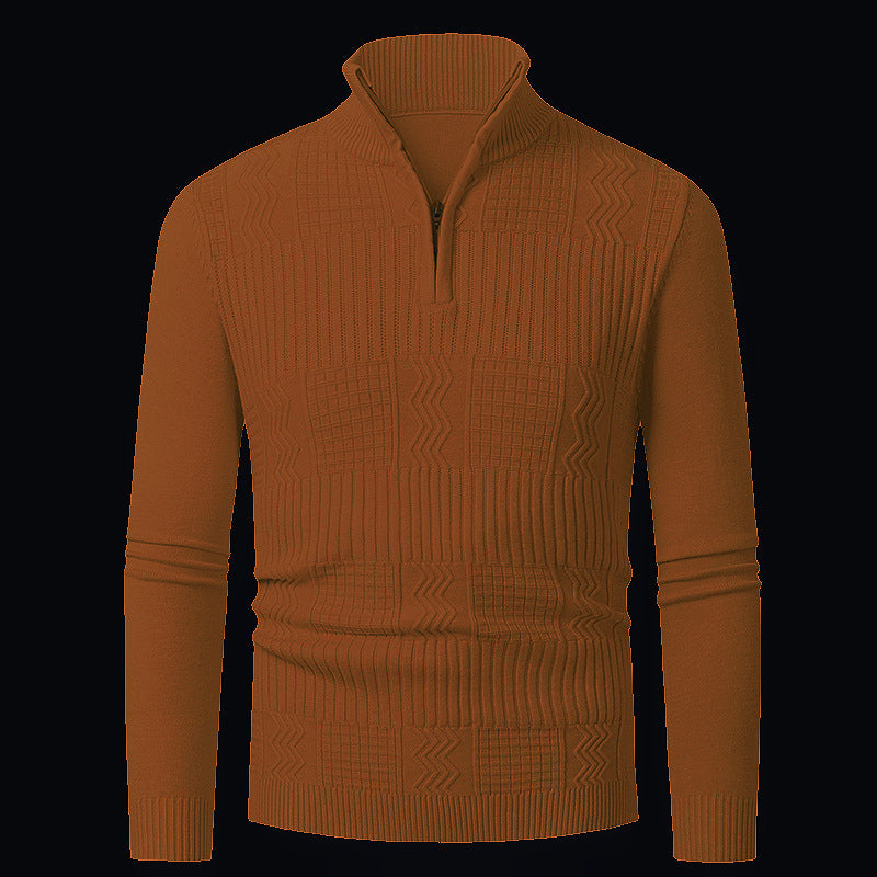 Herren Strickpullover mit modernem Reißverschluss und strukturierter Oberfläche Stilzeits