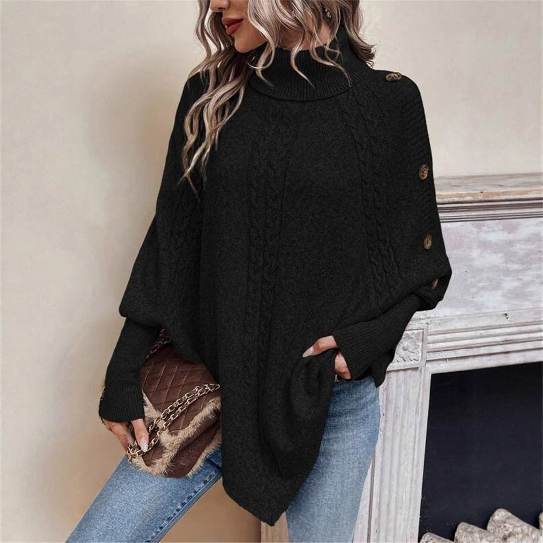 Damen eleganter Strickpullover mit Rollkragen und modischen Details Stilzeits