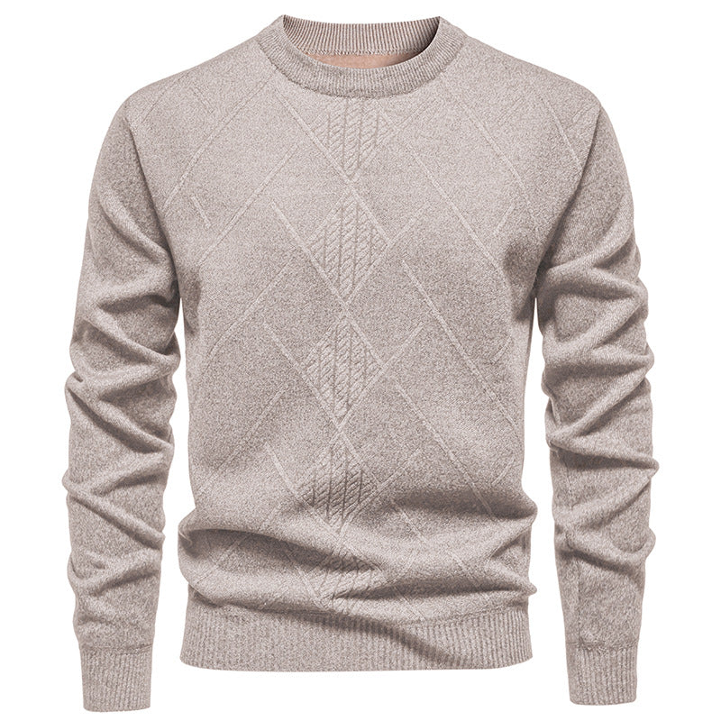 Herren Strickpullover mit strukturiertem Rautenmuster und klassischem Rundhalsausschnitt Stilzeits
