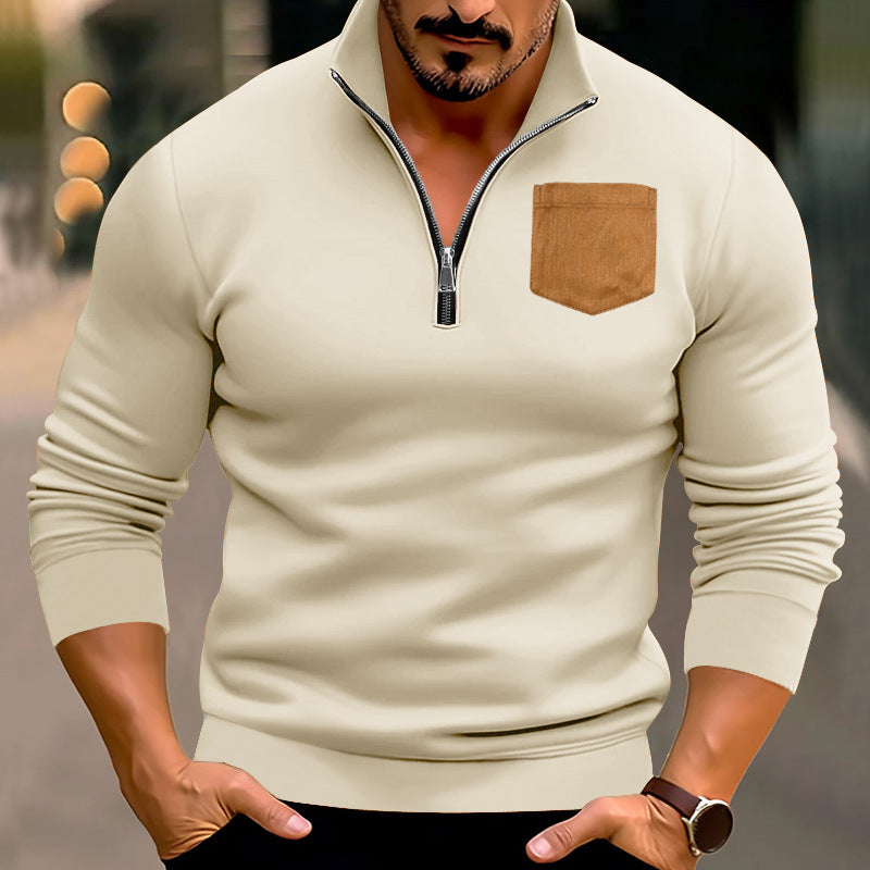 Herren sportlicher Pullover mit kontrastierenden Taschen Stilzeits