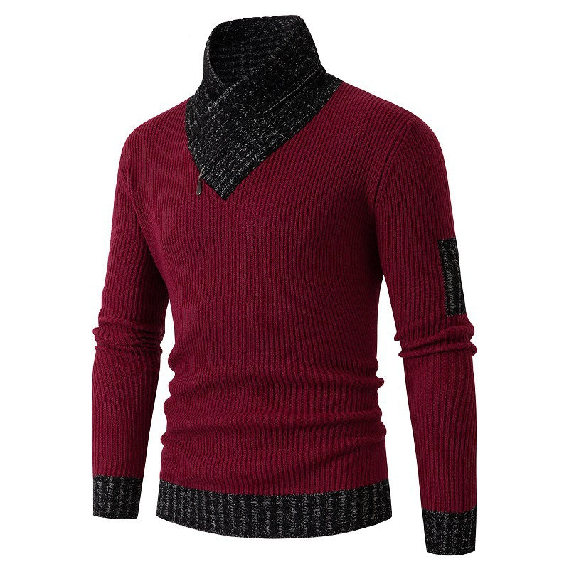 Herren Pullover mit modernem asymmetrischem Kragen und strukturiertem Design Stilzeits
