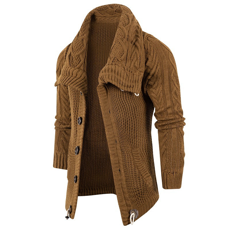 Herren Grobstrick Strickjacke mit umschlagbarem Halsausschnitt Stilzeits