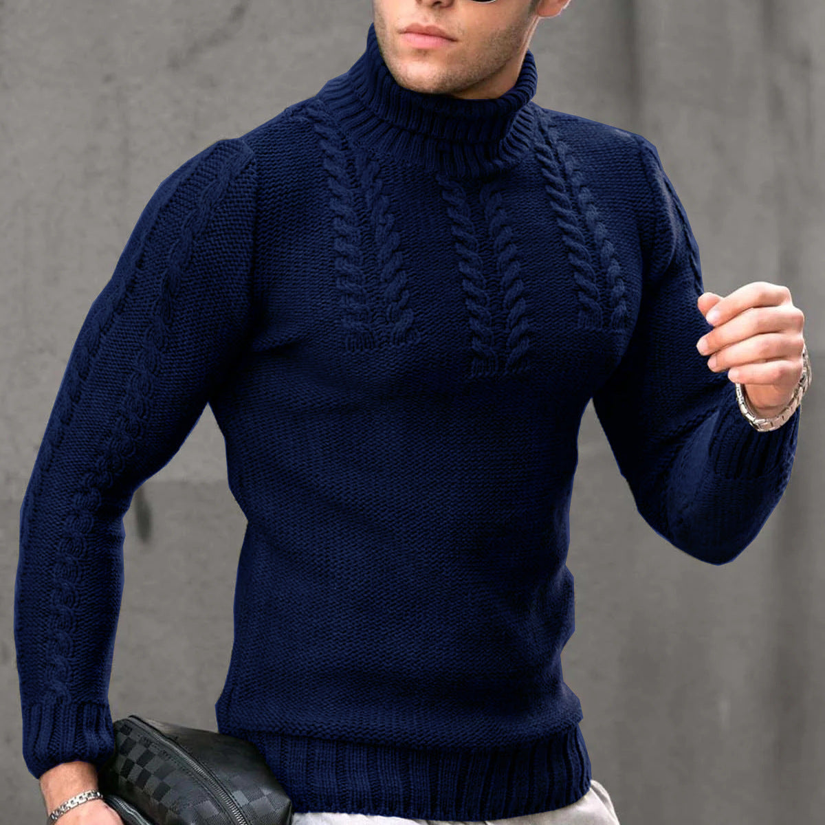 Herren Strickpullover mit hochstehendem Kragen Stilzeits