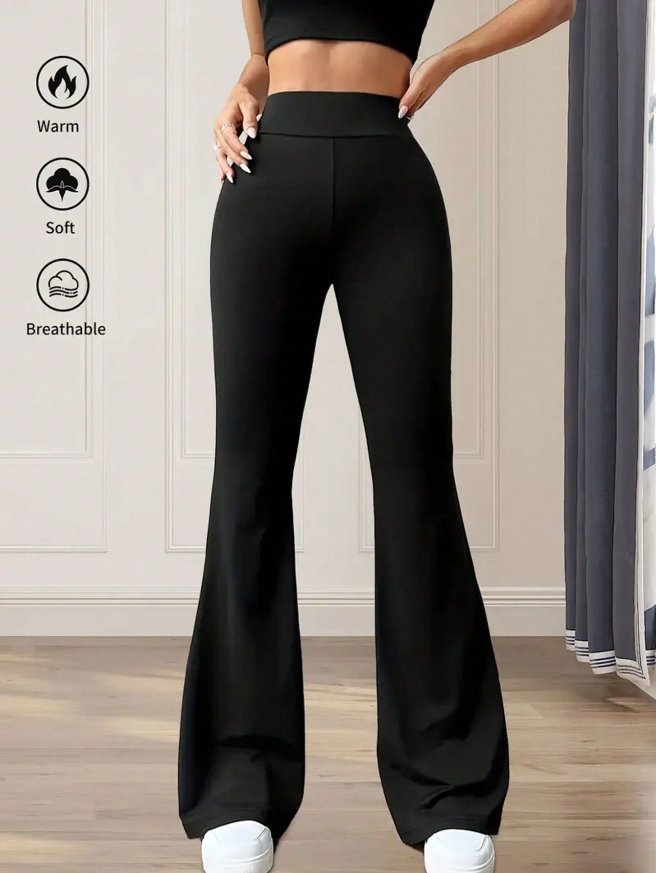 Damen elegante Bootcut-Hose mit hohem Bund und atmungsaktiver Funktion Stilzeits