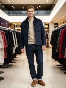 Herren modische Übergangsjacke mit praktischen Taschen Stilzeits