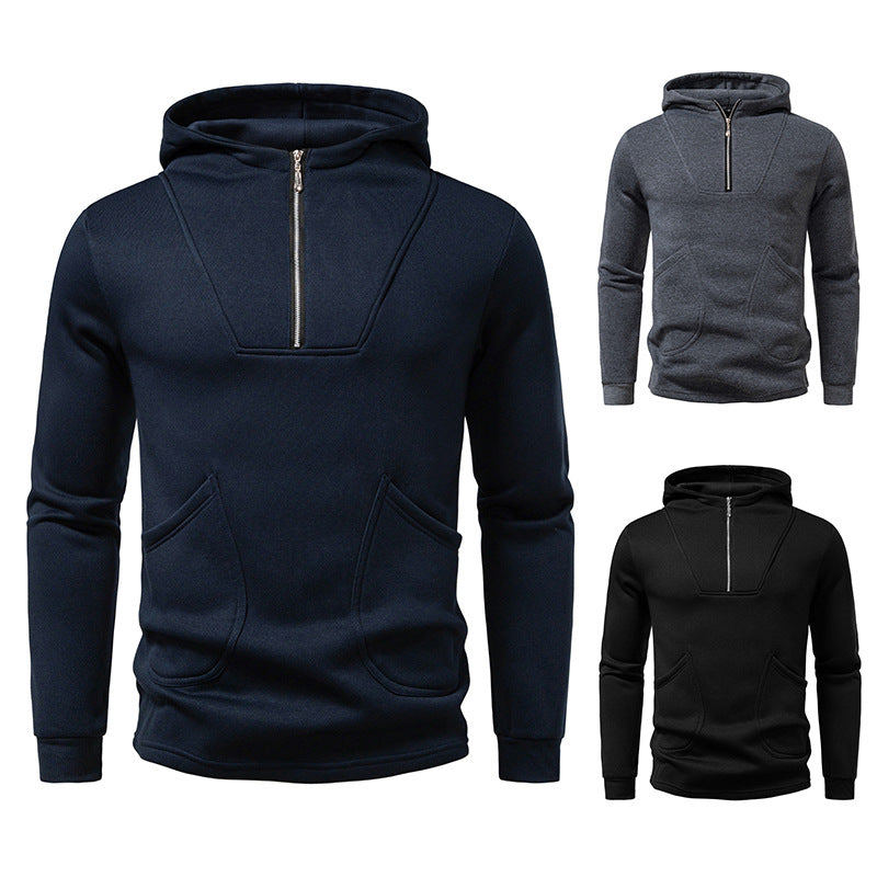 Herren Kapuzenpullover mit modernem Zipper und praktischen Taschen Stilzeits