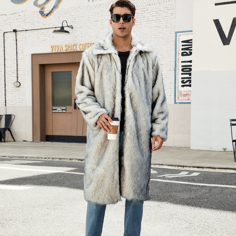 Herren Eleganter Kunstfell-Teddy-Mantel Stilzeits