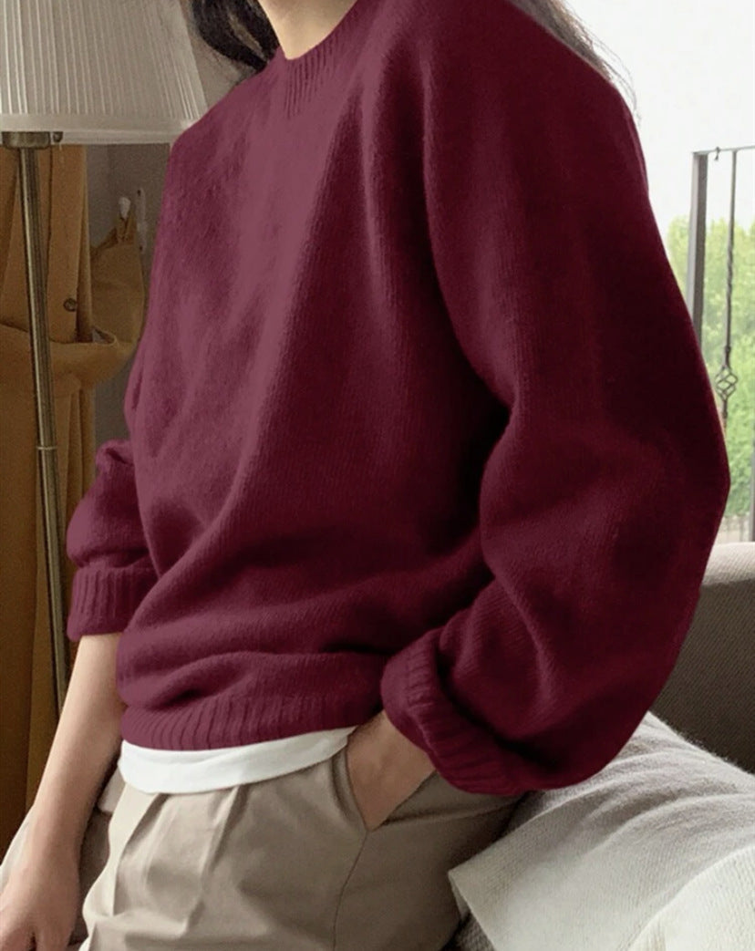 Damen Gemütlicher Rundhals-Pullover aus hochwertigem Stoff Stilzeits