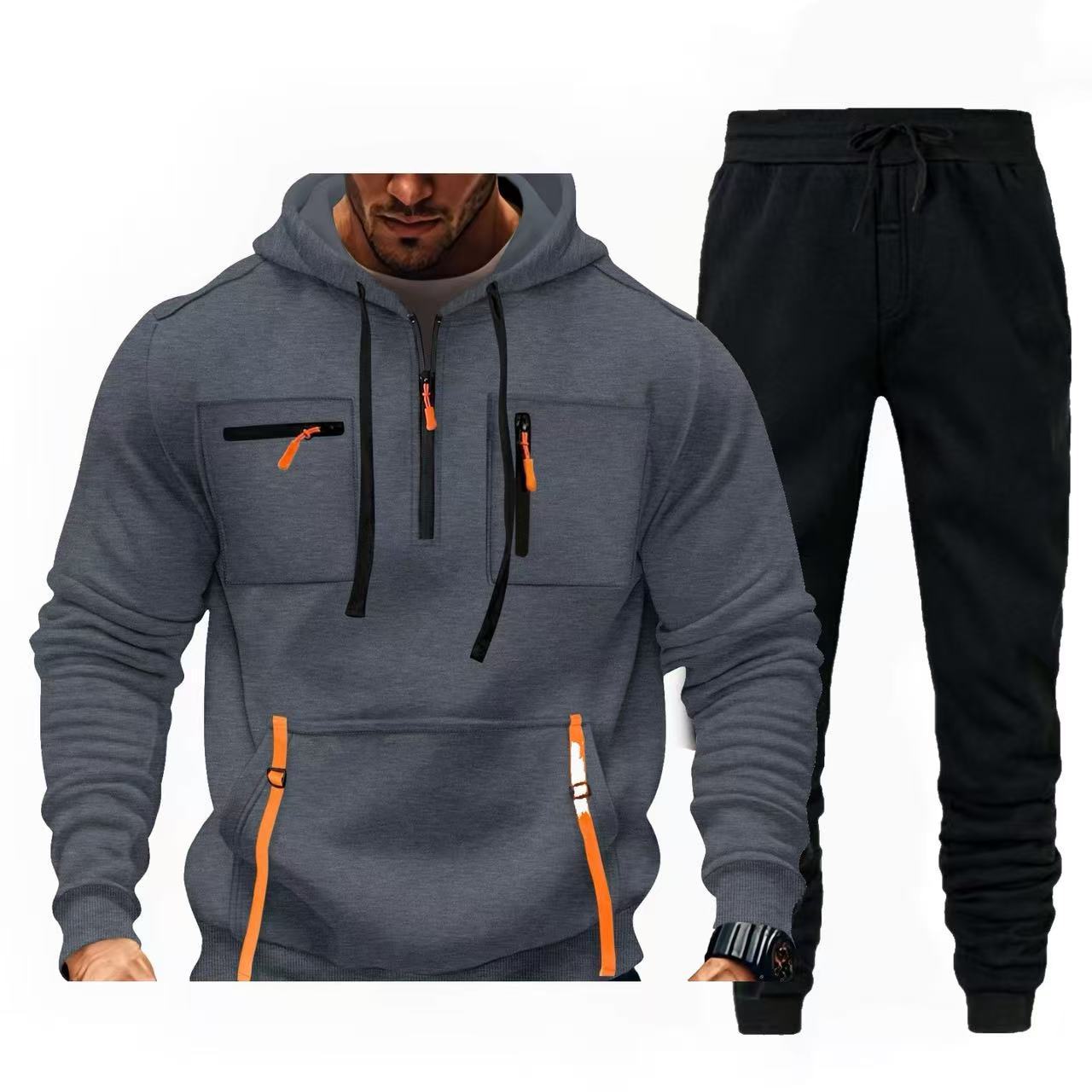 Herren multifunktionaler Kapuzenpullover und Jogginghose Kombination Stilzeits