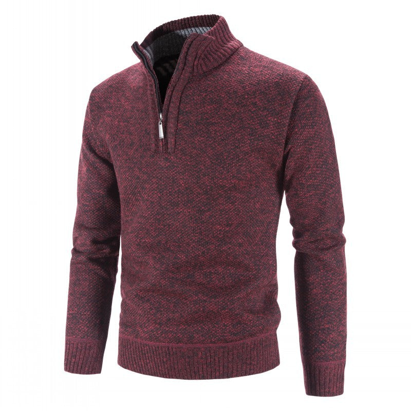 Herren modischer Strickpullover mit halbem Reißverschluss und strukturiertem Design Stilzeits