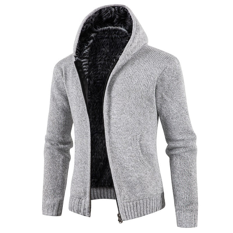 Herren Strickjacke mit Kapuze und weichem Innenfutter Stilzeits