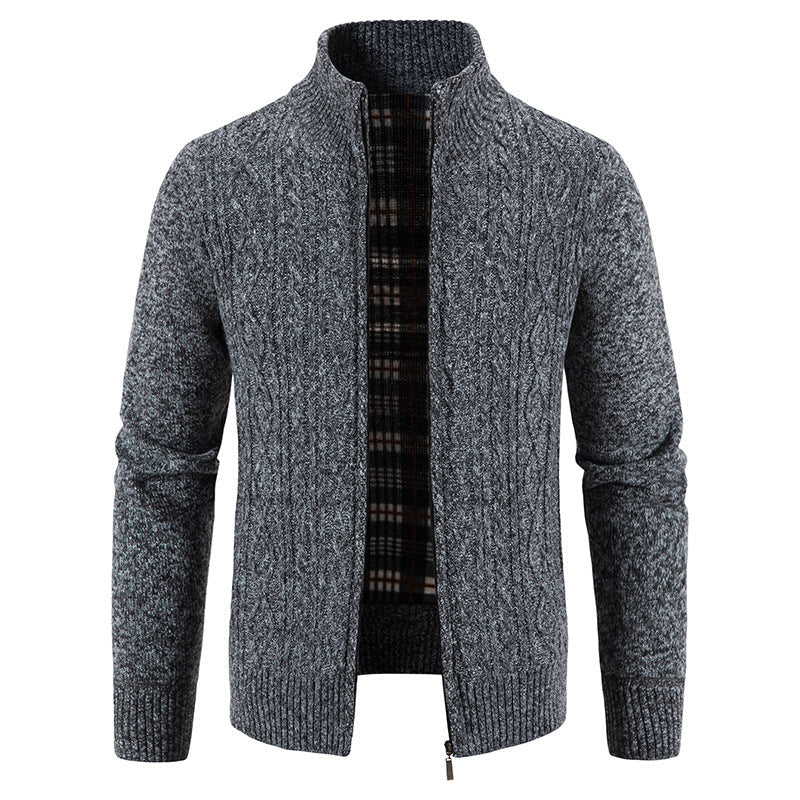 Herren Strickjacke mit hochschließendem Kragen und strukturiertem Design Stilzeits
